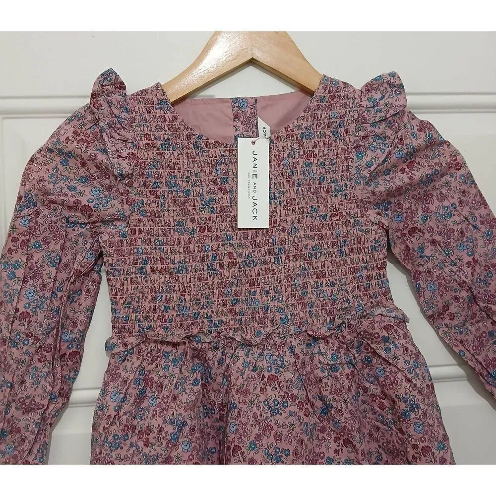 Janie and jack girls size 5ditsy floral peasant dress mauve purple floral